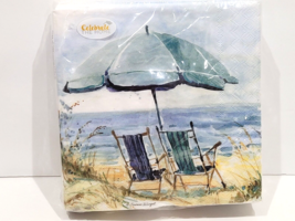 Celebrate the Home Decoupage Coastal Umbrella Blue Luncheon Paper Napkin... - £11.07 GBP