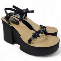 NWOB Esprit Cassanova Leather Chunky Flower Platform Sandals Women&#39;s 8.5 90s Y2K - £60.27 GBP