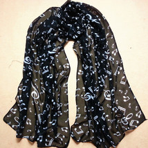 Lady Musical Note Chiffon Neck Scarf Shawl Muffler - £3.99 GBP