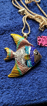 New Betsey Johnson Necklace Fish Multicolor Rhinestone Tropical Beach Decorate - $14.99