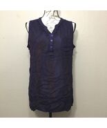 Greater Good NWT Womens PURPLE Sleeveless Sheer Rayon Beaded Henley Top ... - $11.88