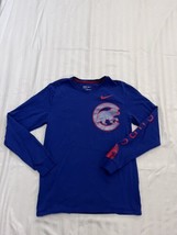 Nike Chicago Cubs Long Sleeve T Shirt Size Medium. Blue Red Excellent - £10.43 GBP