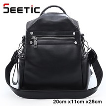 SEETIC Fashion Women&#39;S Leather Backpack Casual Women&#39;S Backpack Bag 2022 PU Smal - £31.17 GBP