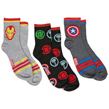 Captain America, Iron Man and Avengers Logo 3-Pack 3/4 Crew Socks Multi-Color - £10.38 GBP