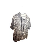 Metro One Womens Size XL Blue White Hooded Short Sleeve Top Casual Patri... - $186.65 MXN