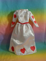 Barbie Doll Size White Dress with Red Hearts - as is - $2.55
