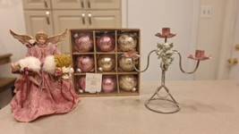 Pink Victorian/Shabby Chic Xmas Decor Bundle 11pc. Set - £58.99 GBP