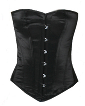 Victorian overbust with steel frame Bustier Girdle Black satin Gothic corset - £34.09 GBP+