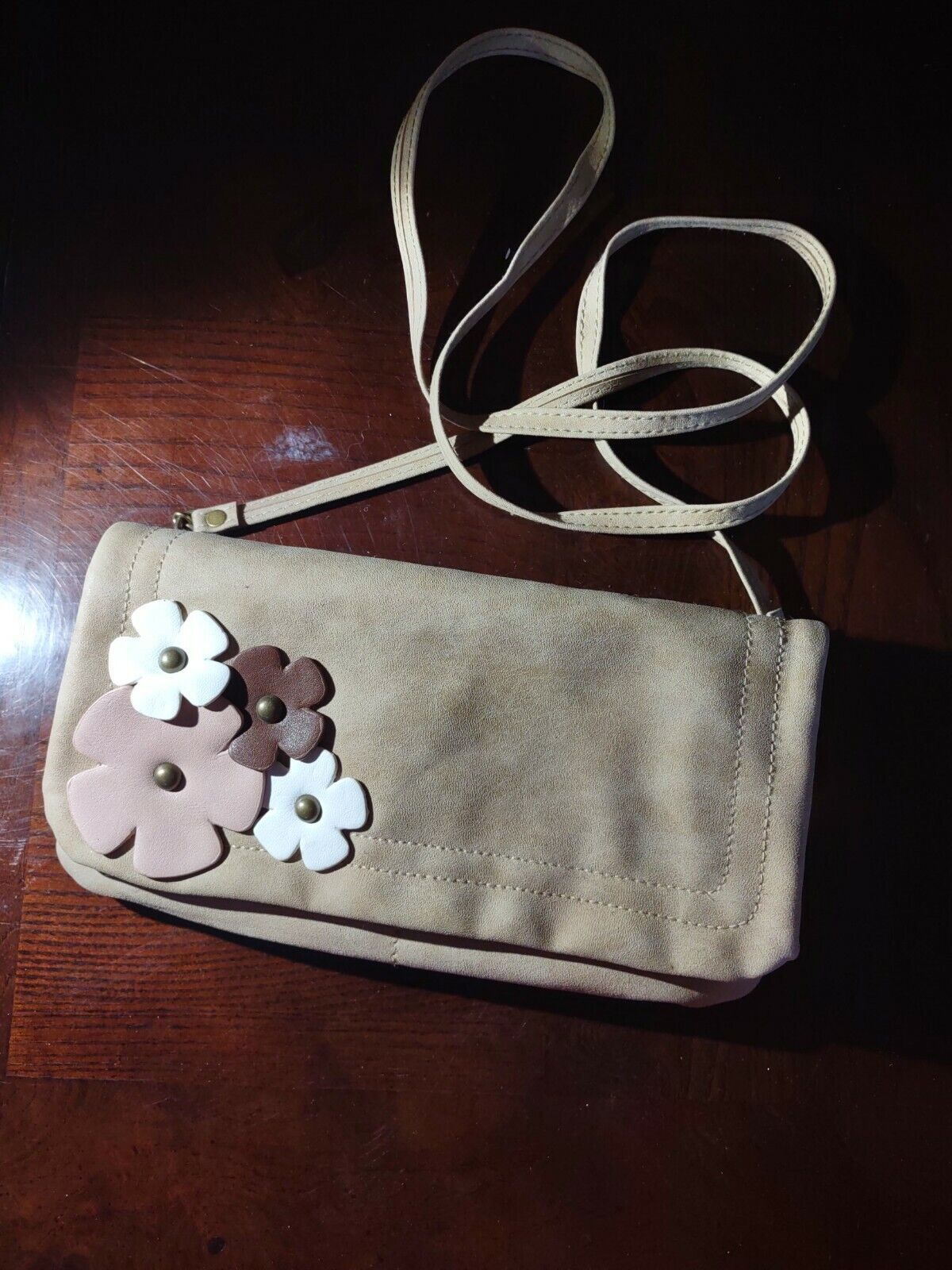 Brown Purse With Flowers - $22.65