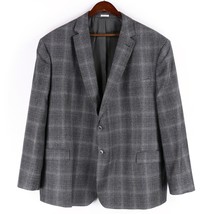 Joseph Abboud Heritage Sport Coat 56R Gray Blue Plaid Marzotto 110&#39;s Wool - $81.96