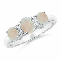 ANGARA Oval Three Stone Opal Engagement Ring with Diamonds for Women in 14K Gold - £668.34 GBP