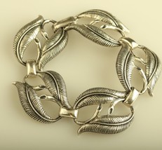 Vintage sterling silver Signed Danecraft R Sterling feather link bracelet - £87.04 GBP