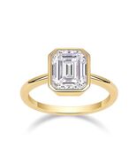 24K Gold Emerald-Cut Bezel Set Pagoda Diamond Engagement Ring - $200.00