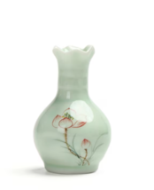 Hand-painted mini celadon vase, Small ceramic vase decoration - $25.00