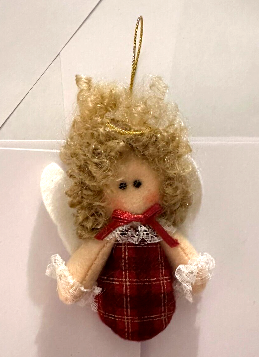Handmade Angel Christmas Ornament Plush Doll with Curly Hair Item image 4