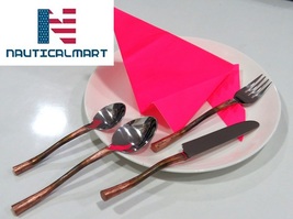 Al-Nurayn Stainless Steel Copper Flatware Set W/Knife, Spoon And Fork Set Of 8 - £135.09 GBP