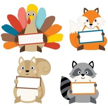 Happy Turkey Day Paper Placecards Fox Squirrel Raccoon Thanksgiving - £4.55 GBP