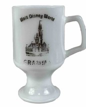Vintage Walt Disney World White Milk Pedestal Glass Footed GRAMMA Coffee Cup Mug - £9.52 GBP