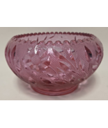 Vintage Fenton Cranberry Glass Bowl Leaf &amp; Wildflower Pattern 8&quot;W x  5&quot;H - $39.59