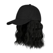Women Baseball Cap Water Wave Short BOB Wig Synthetic Hair 10 Inches - £17.34 GBP