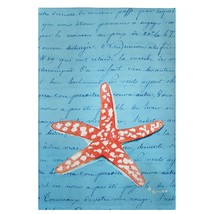 Betsy Drake Coral Starfish Blue Script Guest Towel - £27.24 GBP
