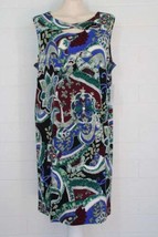 NWT Chico&#39;s 2 Large Paisley Perfection Monrovia Stretch Shift Jersey Dress - £23.95 GBP