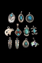 Navajo Sterling Silver Turquoise Multi Stone Pendant Charm Resale Lot 015 - £239.79 GBP