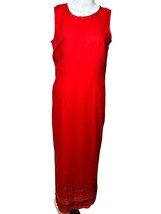 Coldwater Creek Dress Women&#39;s Medium 8 Red Linen Maxi Long Sleeveless Bohemian - £20.80 GBP