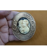 CM193-1 Girls Two SISTERS twins best friends black white cameo brass PIN... - $35.99