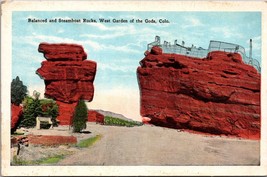 Balanced And Steamboat Rocks West Garden Of The Gods Colorado Postcard - £7.83 GBP