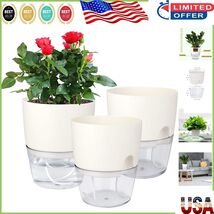 Elegant Self-Watering Plastic Pots, 6-Inch Cylindrical 3-Pack for Plants - $47.54 CAD