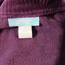 Jennifer Moore Women's Cotton Blend Full Zip Pockets Velvet Purple Soft Jacket M image 3
