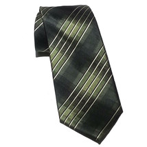 Alfani Men Dress Silk Tie 3.25&quot; wide 60&quot; long Green White Stripes  - £10.10 GBP