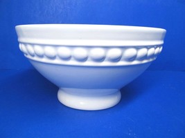 Farval White Footed Embossed Beaded 6 3/4&quot;W X 3 1/2&quot;H Round Bowl VGC  Portugal - $15.00