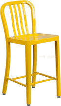 Mid-Century Yellow &#39;Navy Style Counter Stool Cafe Patio Chair Outdoor Commercial - £143.85 GBP