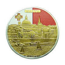 Malta Medal Valletta &amp; Port 34mm Gold Plated 04162 - £31.84 GBP