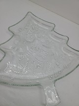 Indiana Glass Vintage Holiday Christmas Tree Treat Cookie Platter Clear ... - $11.50