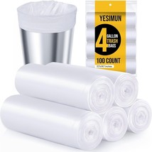Yesimun Small Trash Bags - 100 Count Trash Bag, White Small 4 Gallon 18 ... - $14.62 CAD