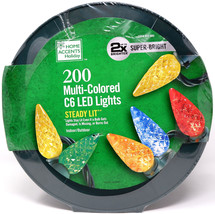 HOME ACCENTS HOLIDAY 1004 411 560 200CT MULTICOLOR LED C6 66&#39; GREEN STRI... - £39.27 GBP