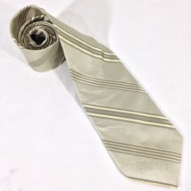 Jones New York Mens 100% Silk Tie Green Classic Stripe 63&quot; x 3.75&quot; - $7.99