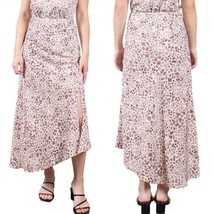 MAUBY Side Slit Satin Midi Skirt, Giraffe Animal Print, Brown/Tan, Small... - $45.00