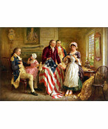 Framed canvas art print giclée betsy ross and general george washington - $24.37 CAD+
