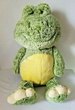2017 Animal Adventure Frog Plush Stuffed Animal Green Frosted Fur Yellow Belly - £31.63 GBP