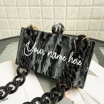 Personalized Acrylic Clutch New Fashion Marble Acrylic Bags Vintage Women Messen - £59.76 GBP