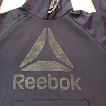 Reebok Hoodie Men's Large Blue Pullover Sweatshirt Spellout Long Sleeve Chest 48 image 6