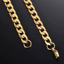 18ct Yellow Gold Heavy 12MM Miami Curb Link Cuban Mens Chain Necklace Jewellery - £19.97 GBP