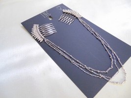 I.n.c. Silver-Tone Crystal Triple-Layer Drape Hair Combs T123 $24 - £11.35 GBP