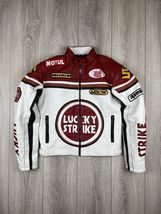  Men Lucky Strike Customized Vintage Style Motorcycle Racing Leather Jacket - $185.99
