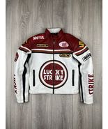  Men Lucky Strike Customized Vintage Style Motorcycle Racing Leather Jacket - £149.03 GBP