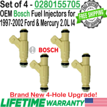 NEW OEM Bosch 4Hole Upgrade x4 Fuel Injectors for 1997-02 Mercury &amp; Ford... - £134.38 GBP